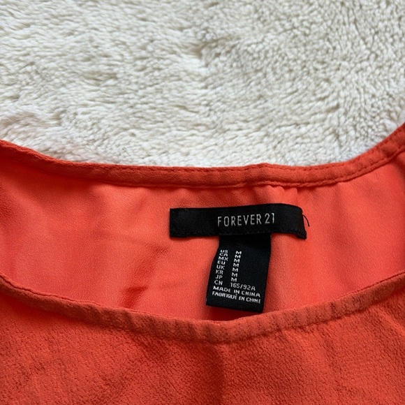 Forever 21 Orange Sleeveless Mini Dress | Boho Floral Lace Trim Summer Medium - Picture 5 of 7